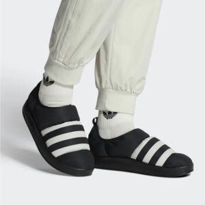 Adidas Puffylette Black Insulated Nylon Slip-Ons Size 13